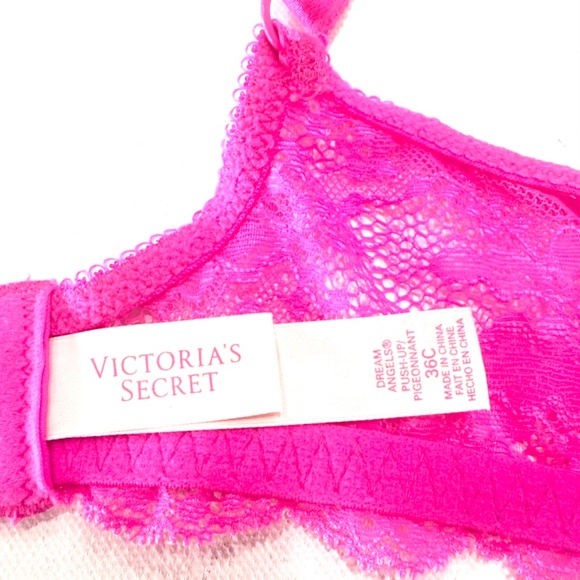 Victoria's Secret Dream Angels Push-up Bright Pink and Nude Lace Bra - 36C - Picture 7 of 10